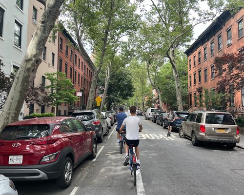 A wide avenue closed for cars during Sunday bike ride in the city